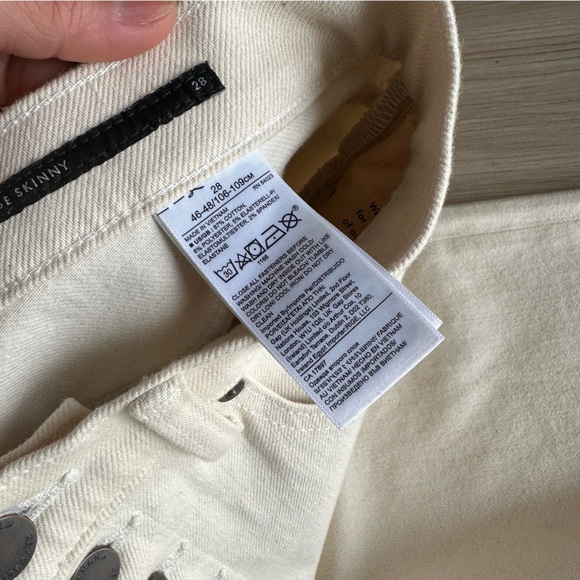 Banana Republic Cream High Rise Button Fly Skinny jeans Size 28 - Picture 5 of 9